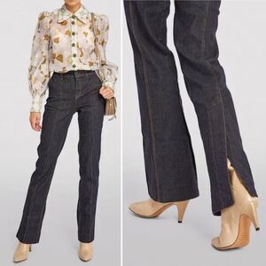 Zimmermann Concert Stiletto Jeans Women’s Size 28 Dark Denim Flare Leg Split Hem